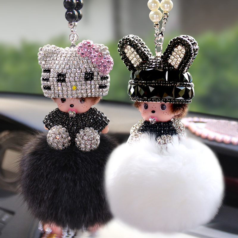 Car pendant goddess in the car creative lady personality cartoon jewelry car rearview mirror high-end ornaments