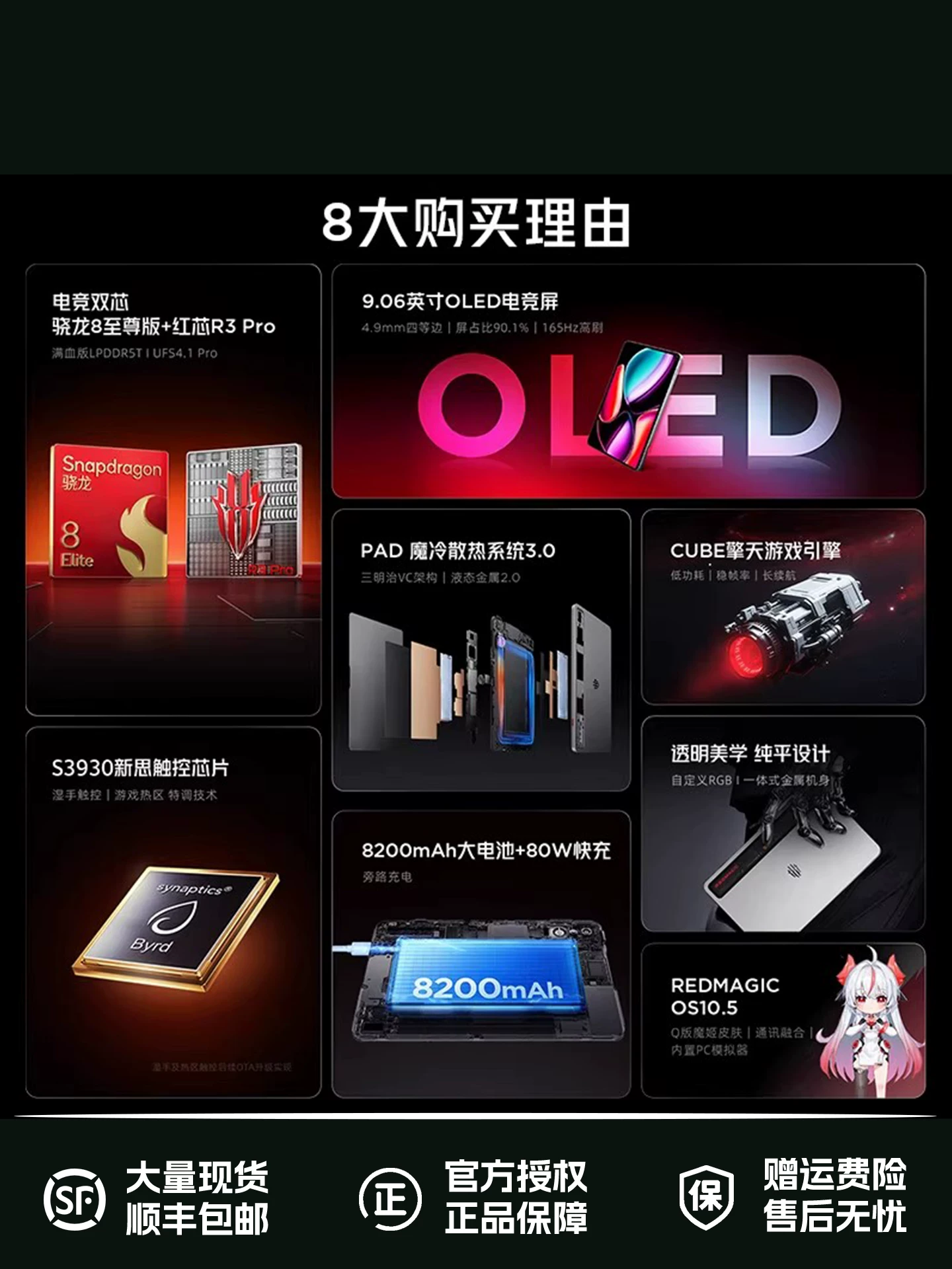 [SF Express Информация по скидке] Красный Магический Планшет 3PRO Snapdragon 8 Экстрим Эдишн 9,06-дюймовый OLED игровой экран Nubia Red Magic Tablet официальный флагман 8200 мА·ч