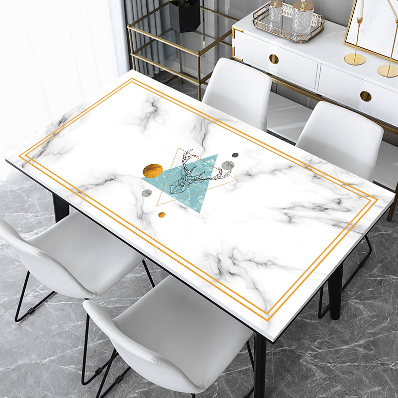 PVC tablecloth waterproof oilproof no-wash anti-scalding Nordic marble household light luxury net red dining table coffee table mat thick
