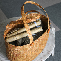 KENS straw handbag shopping basket literature fan picnic basket outdoor hand woven bag buy vegetable basket