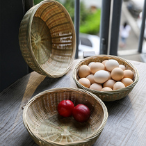 kens handmade bamboo basket home living room disc snacks melon seed plate woven fruit basket basket egg basket basket egg basket