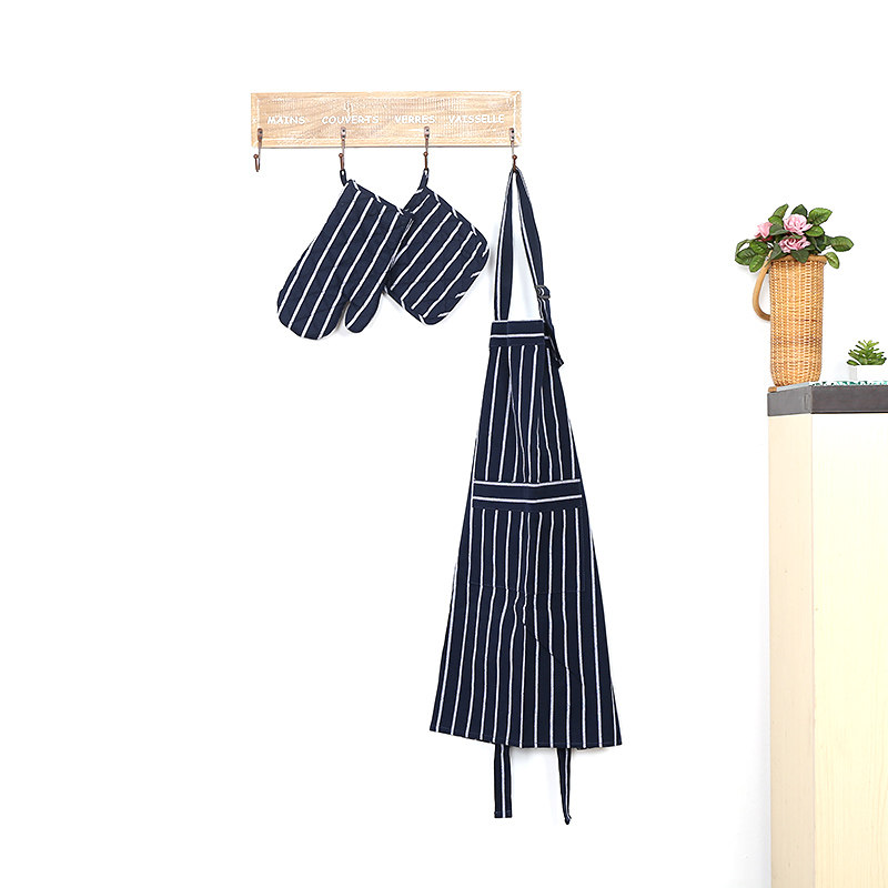 KENS day-style dark blue striped napkin dining cushion apron-pan cushion heat insulation gloves kitchen home workwear