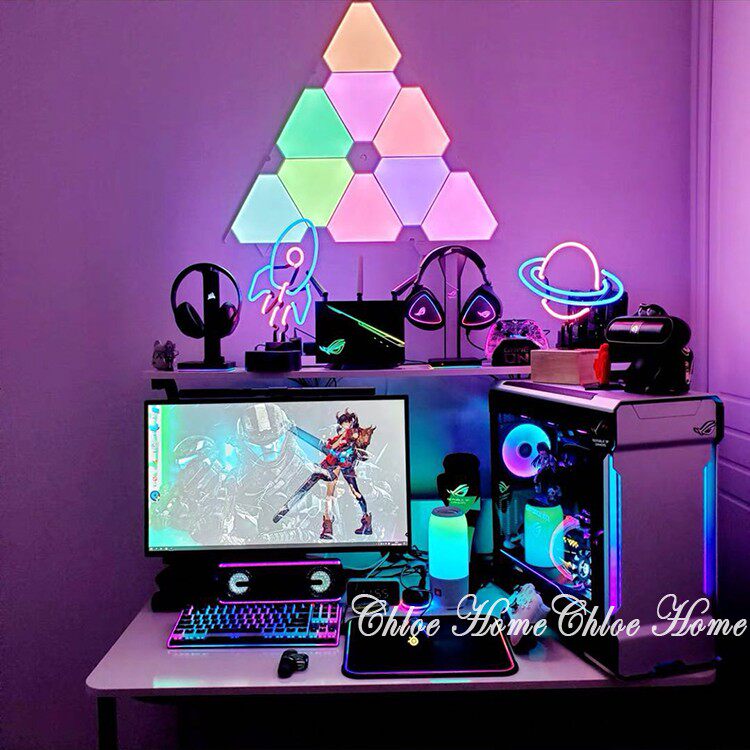 Planet Neon Smart Wonder Plate Decorative Light Rocket Girl Neon E-sports Game Decoration