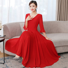 KATTERLLG Big Red Dance Chiffon Dress for Women 2024 New Summer Extra Large Size Elegance