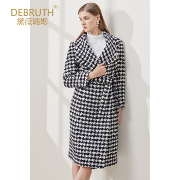 Deviluyu houndstooth tweed coat mid-length