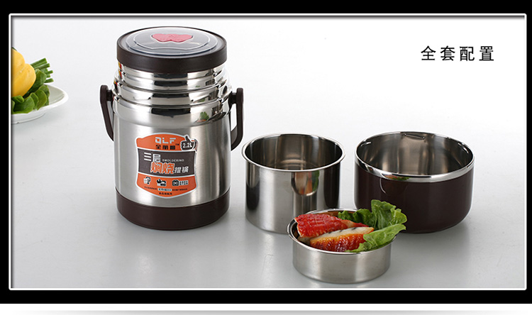 bình đựng cơm giữ nhiệt Thực phẩm cấp 304 ba lớp công suất lớn chân không cách nhiệt thùng nhiều lớp nồi cơm bằng thép không gỉ cách nhiệt hộp cơm trưa - Hộp cơm điện sưởi ấm hộp com lock and lock cắm điện
