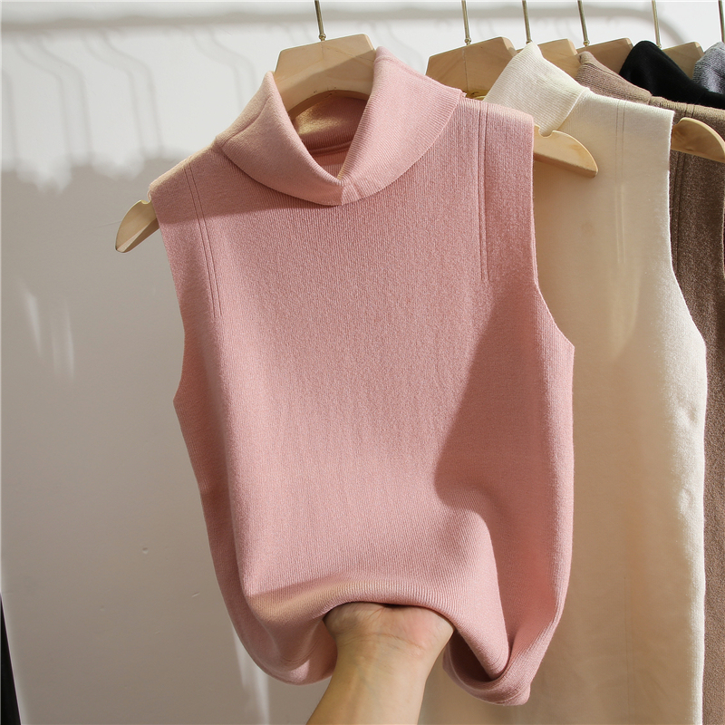 Clearance Sale of Women's Foreign Trade Clothing: Layered Collar Tank Top, Inner Layer Knit Top, High-Neck Tight-Fitting Outerwear, Commuter Top