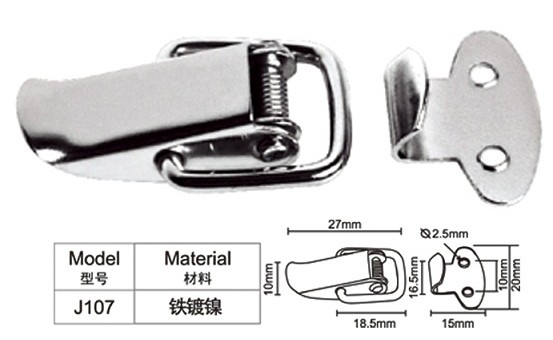 Factory direct nickel-plated box buckle luggage accessories buckle buckle hanging lock buckle duckbill buckle J107