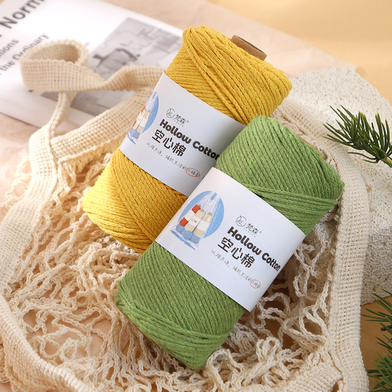 Combed Hollow Cotton Thread, 2mm Stiff Round Yarn for Hand Knitting, DIY Crochet, and Special for Making Bags Combed Hollow Cotton Thread, 2mm Stiff Round Yarn for Hand Knitting, DIY Crochet, and Special for Making Bags