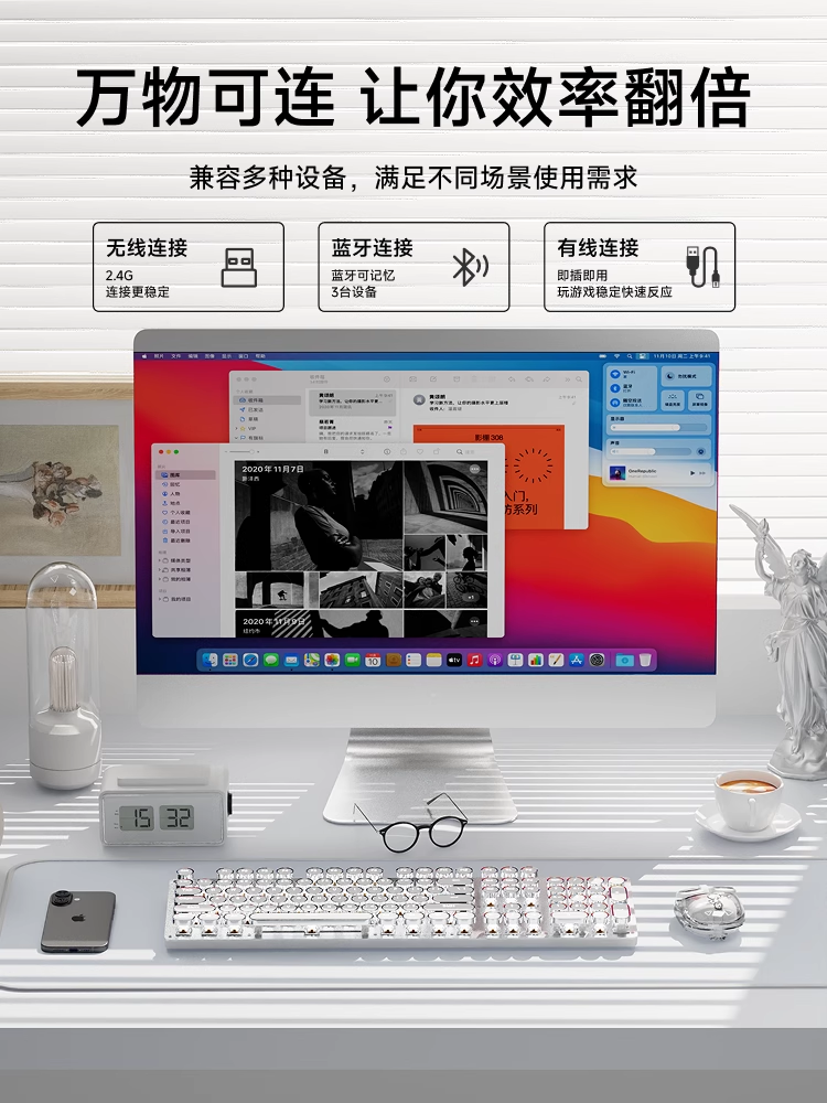 Forerunner Tk950 Mechanical Keyboard Wireless Bluetooth Mouse Set Punk Style for Girls Computer Gaming E-Sports Dedicated