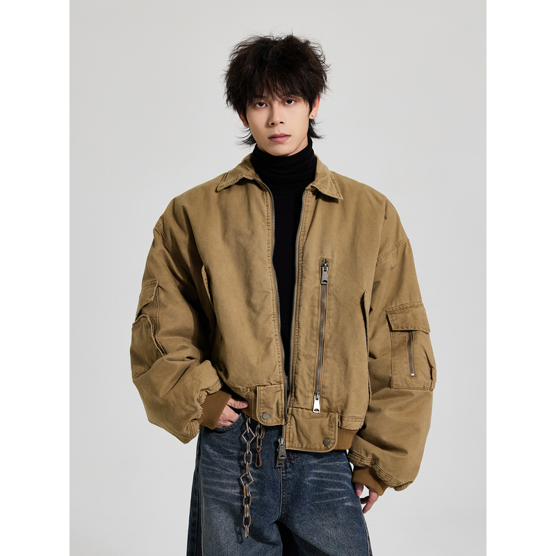 Masonsoul Asut Dye Heavy Bomber Retro Ma1 Cotton Jacket Winter Men's Trendy Short Loose Top Masonsoul Asut Dye Heavy Bomber Retro Ma1 Cotton Jacket Winter Men's Trendy Short Loose Top