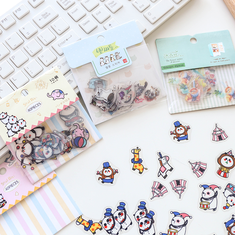 Korea Transparent Handbook Stickers Creative cute mobile phone diary decoration small sticker Han edition handbook toolkit