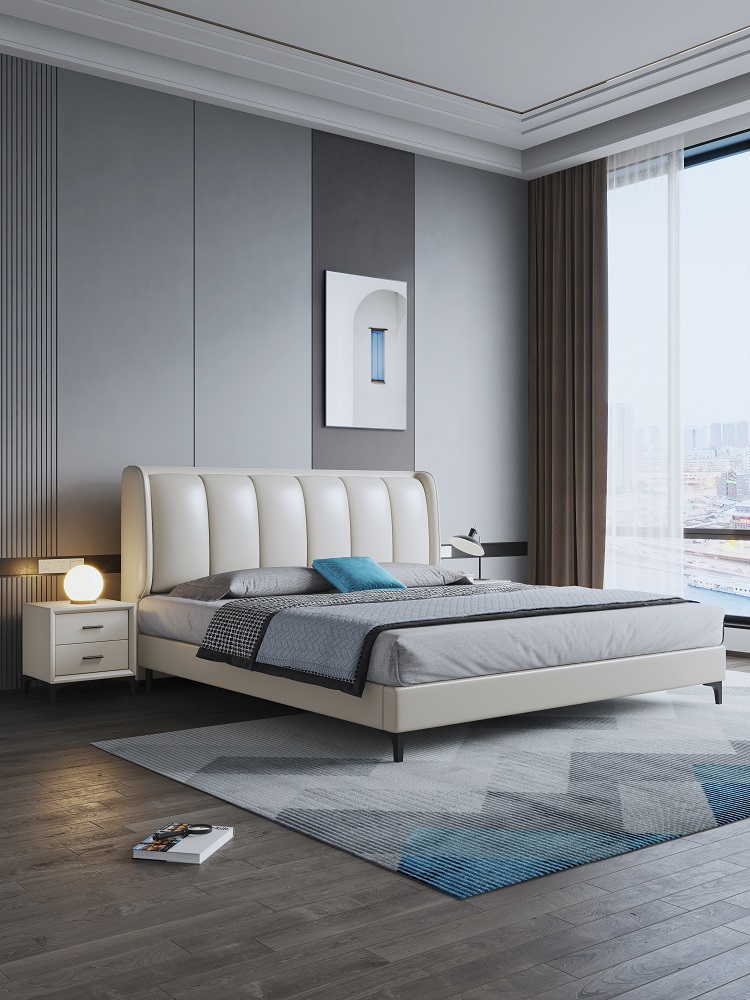 Bed Italian minimalist light luxury technology cloth bed 1.8 meters net red soft bag small apartment type master bedroom simple modern fabric bed