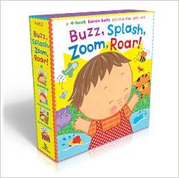 Original English Version: Buzz, Splash, Zoom, Roar! 4-Book Karen Katz Lift-The-Flap Animal Sounds Karen Katz Parent-Child Series English Enlightenment Board Flip Books 4-Book Set in a Box
