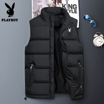 Floral Playboy waistcoat for mens autumn and winter warm down cotton Young men Thickened Vest Jacket Middle-aged Large Yard shoulder