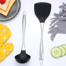Silicone shovel spatula soup spoon non-stick pan special shovel 304 stainless steel handle household high temperature kitchen utensils set