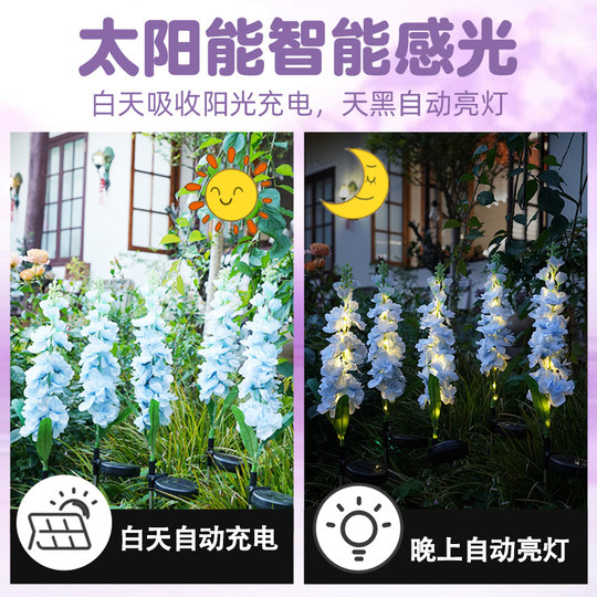 Solar Hyacinth Flower Lamp Outdoor Waterproof Violet Field Plug-in Lamp Courtyard Decoration Light String Simulation Flower Lawn Lamp