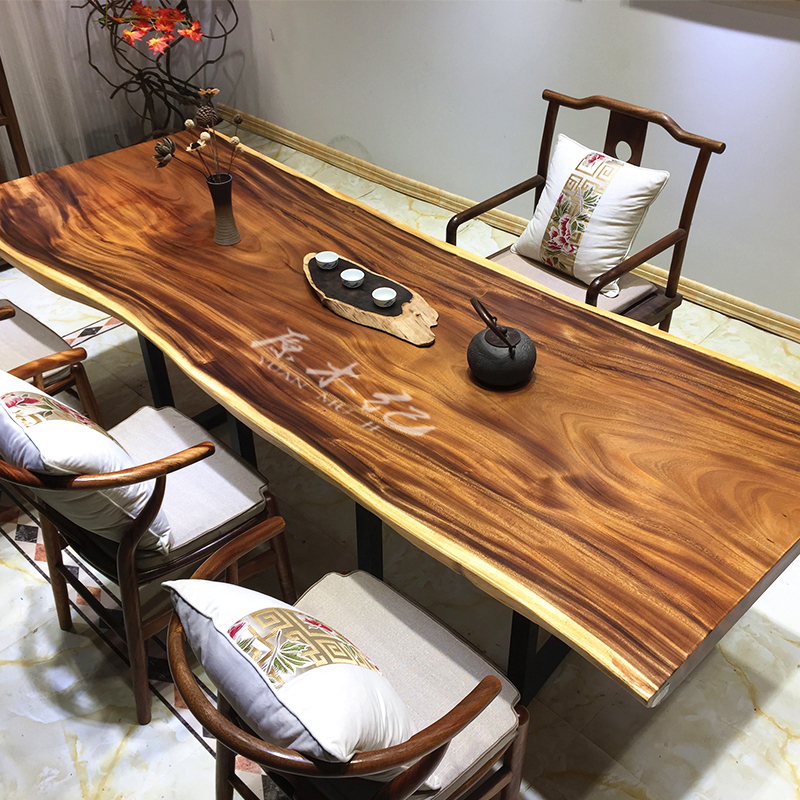 Black Walnut Bottom Solid Wood Tea Table Log Desk Tea Panel Taiwan New Chinese Resin River Simple