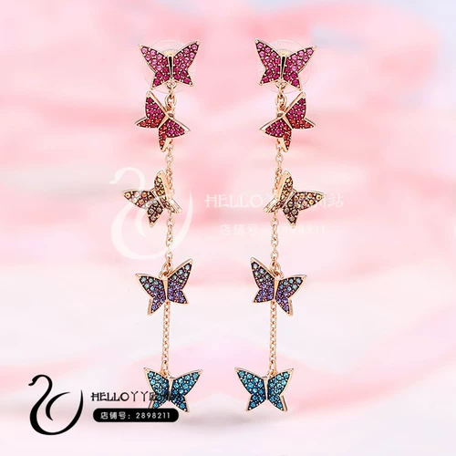 Подлинный Swarovski 2018 New Color Butterfly Серьги для кисточки 5378693 Бесплатная доставка