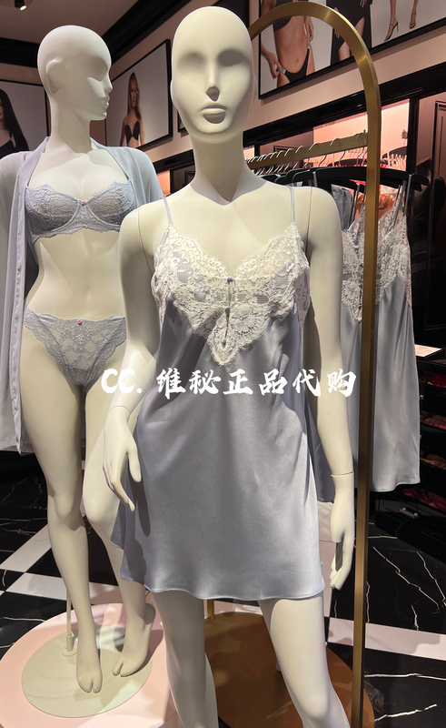 Victoria's Secret Zhang Yuanying Style Sexy Floral Lace Satin Slim-Fit Camisole Nightgown for Women