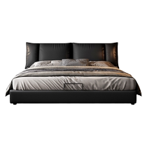 Fimax modern simple bedside cowhide solid wood bed high-end atmosphere light luxury master bedroom 1 8m double bed