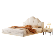 Fimax modern simple leather bed Internet celebrity suspended bed sensor light belt bedroom light luxury minimalist solid wood double bed
