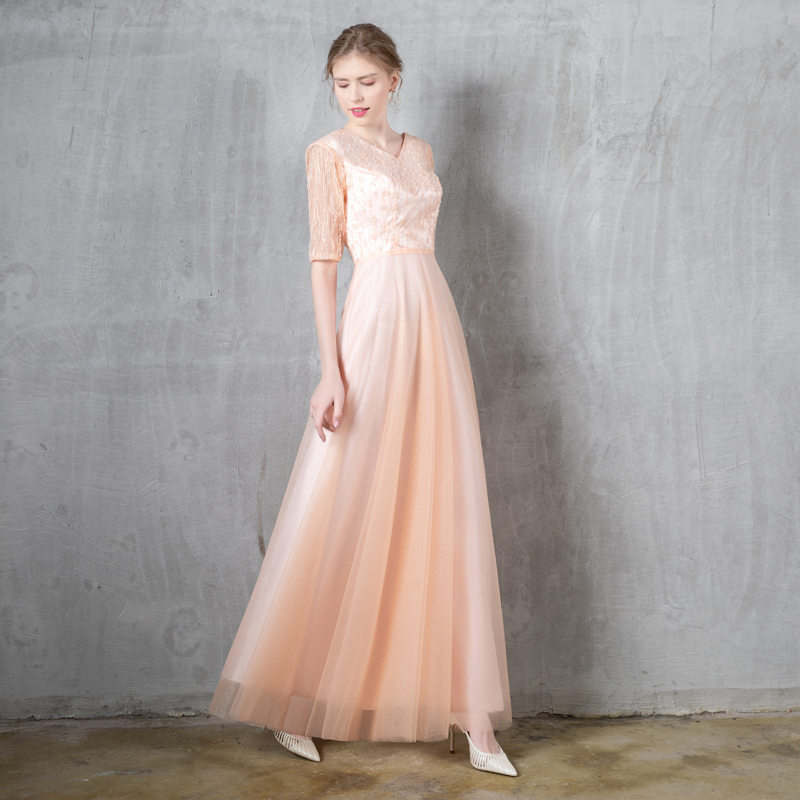 Tube Top Tied Slim Fit Bridesmaid Costume Banquet Party Annual Meeting Host Performance Costume