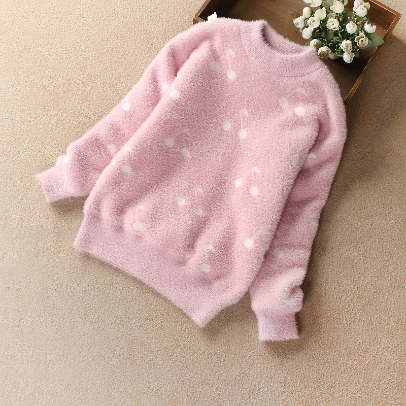 Girl's sweater jacket head fall winter dress plus suede thickened 2022 new CUHK Girl Scout Knit Undershirt