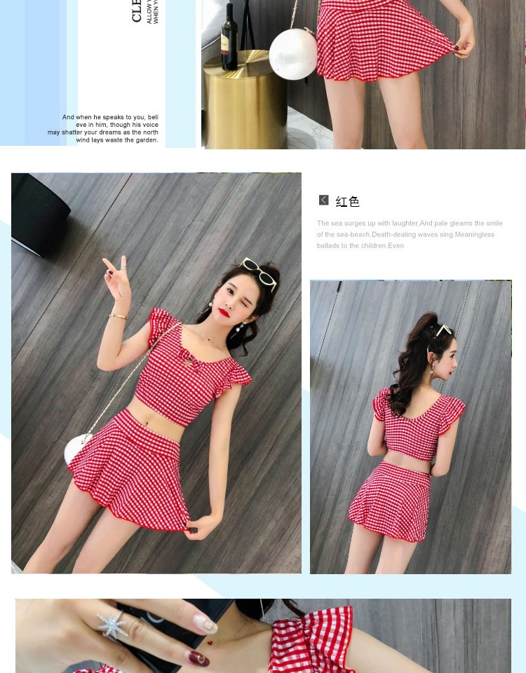 Áo tắm kẻ sọc nữ chia tay sinh viên bảo thủ giảm béo Hàn Quốc hot girl mùa hè phẳng góc nhỏ đồ bơi 2 mảnh kín đáo