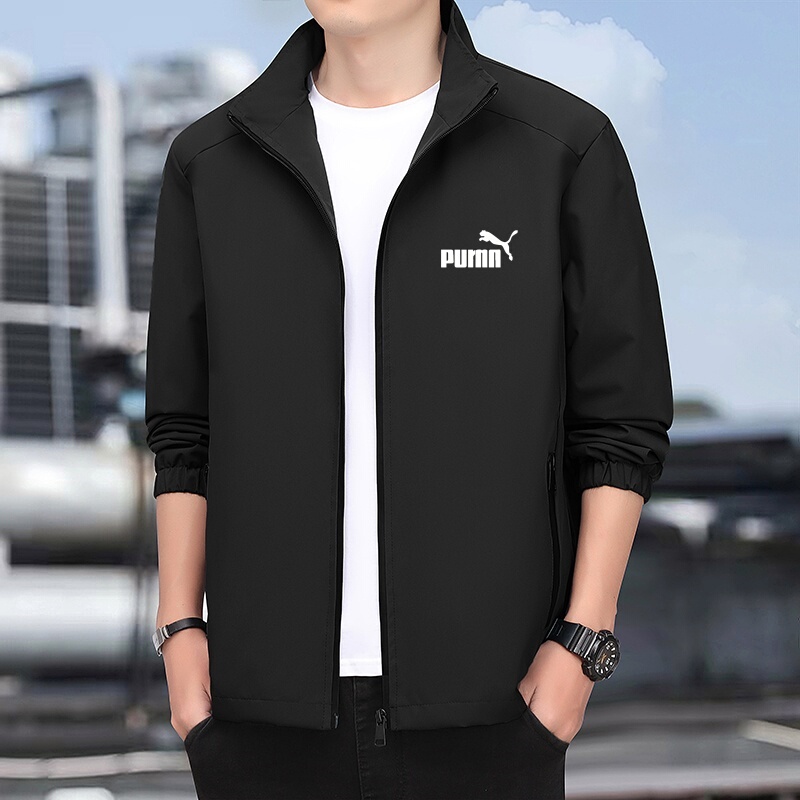 Outlet Store Men's Jacket for Spring and Autumn, Outdoor Stand-Up Collar Windproof Coat, Loose and Versatile Top for Young and Middle-Aged People and the Elderly