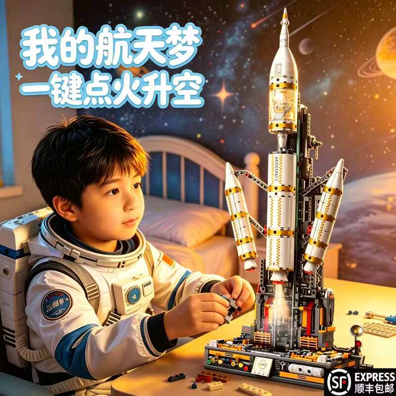 Space Rocket Launch Building Blocks 2026 New Model Suitable for Lego Difficulty Level Boys Aerospace Rocket Children's Assembly Toy