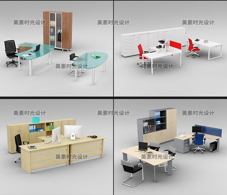 图片[4]-20套办公桌椅书柜子设施用品C4D模型FBX格式3d三维立体素材AM110-cg男孩