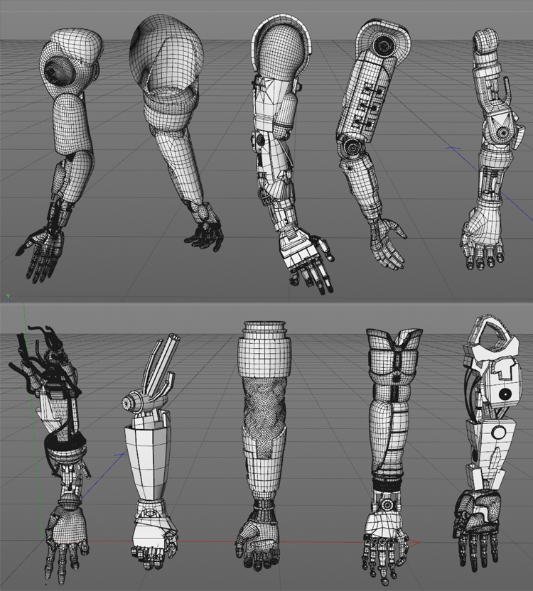 图片[4]-Blender科幻机械手臂机甲手臂C4D模型3D素材集FBX OBJ白模C1645-cg男孩