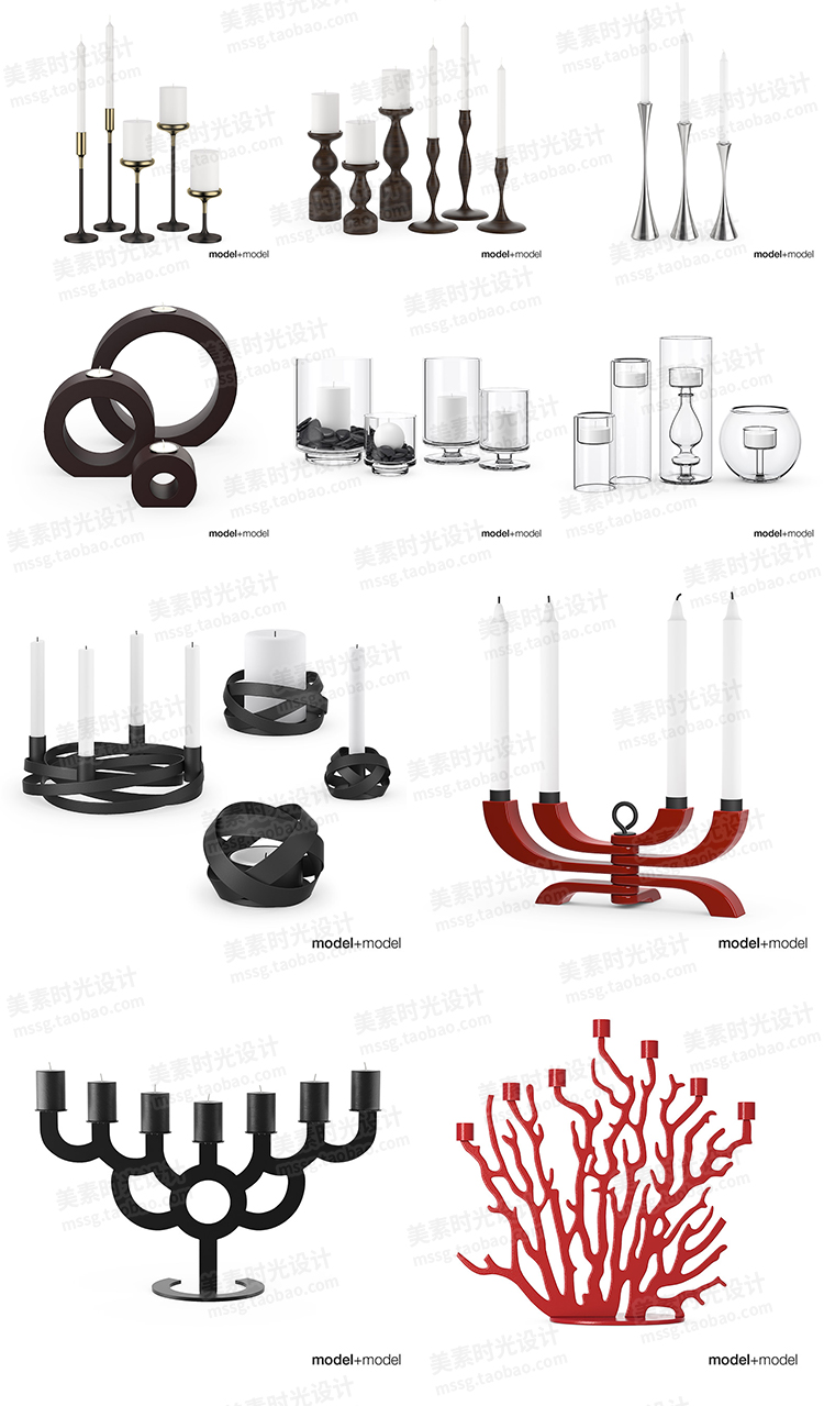 图片[7]-室内装饰品摆件钟表闹钟花瓶烛台蜡烛C4D模型fbx obj格式3d素材集-cg男孩