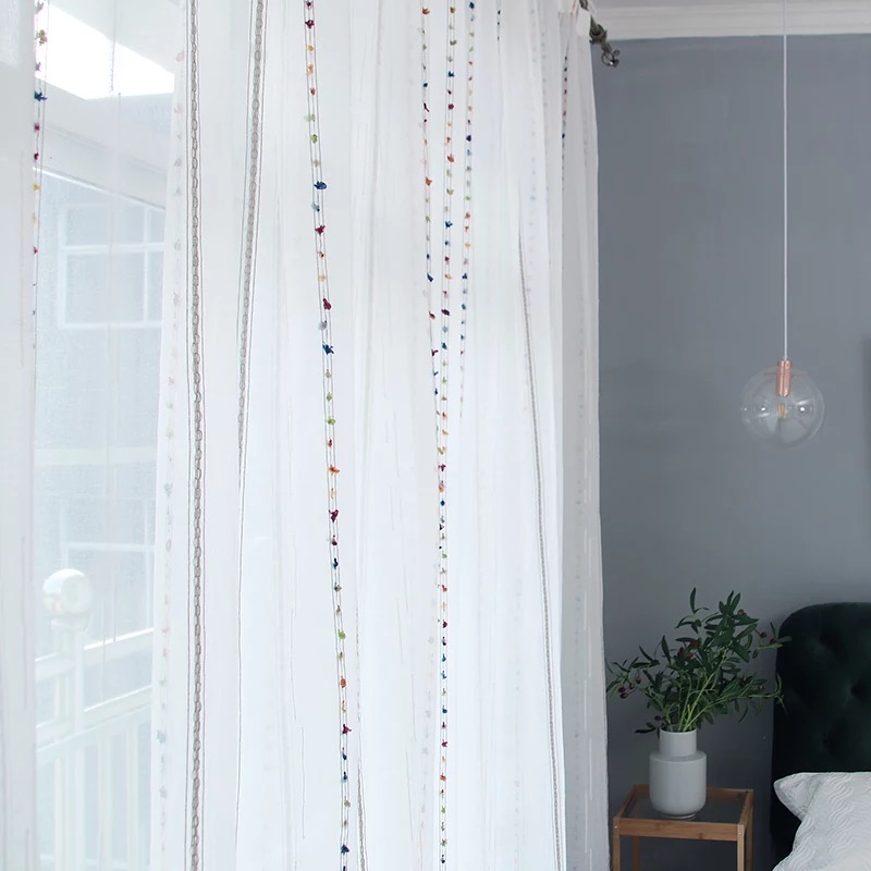 ins Nordic wind vertical striped flax yarn blinds custom made sheets modern minimalist bedroom living room 100 lap white breathable