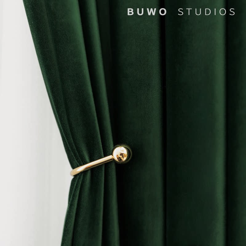 New popular green velvet curtain modern simple luxury luxury bedroom Northern European living room floating window shade cloth
