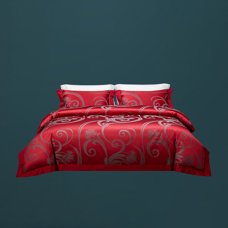 Roman Wedding Celebration Four Sets 120 Of 120 Great Red Festive Pure Cotton Jacquard Kit Bed Sheet Quilt full cotton bed product