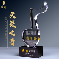 Crystal Medals Customized Music Notes Singers Singing Competition Awards Crystal Trophy Prizes Creative lettering