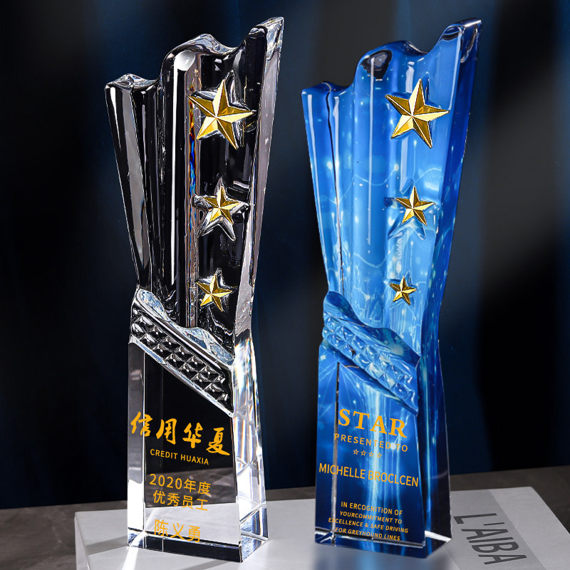 Crystal Trophy Custom Creativity Trophy Set As Free Lettering Enterprise Company Excellent Employee Honors Awards Production