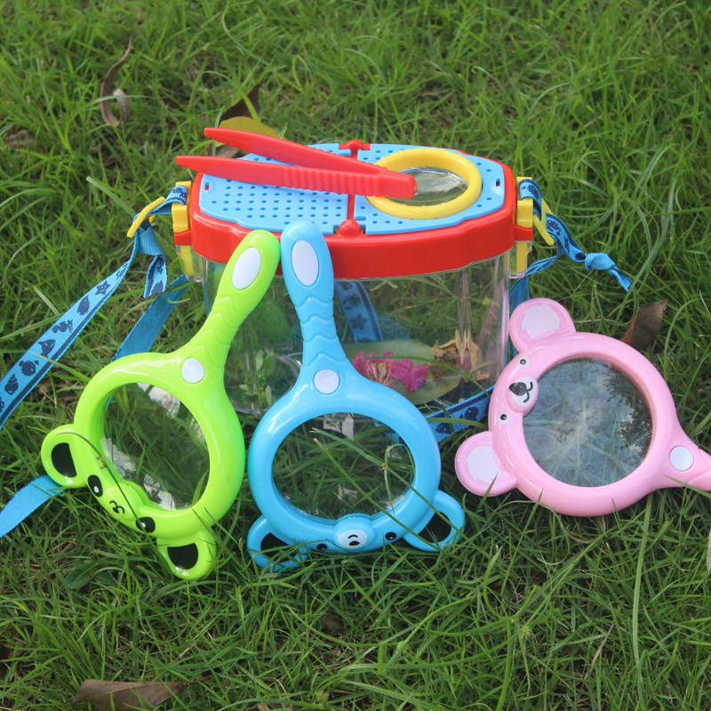 Kindergarten children's magnifying glass Science experiment toy Portable insect observation box Collector collection box tool