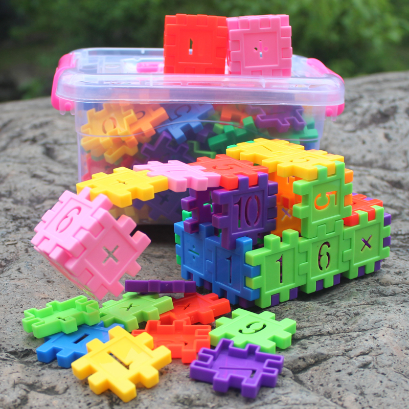 Young children's digital squares set up 3456-year-old kindergarten table intelligence toys small class plastic interspersed building blocks