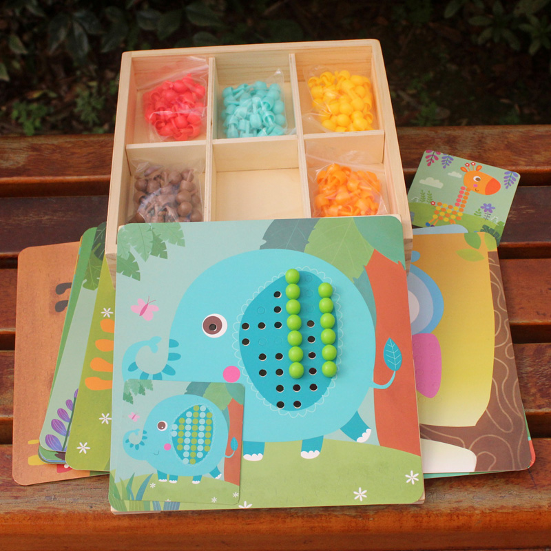 Children's fine motor training 2-5 years old 4 kindergarten small and medium class puzzle area teaching aids Mushroom nail 3D three-dimensional puzzle