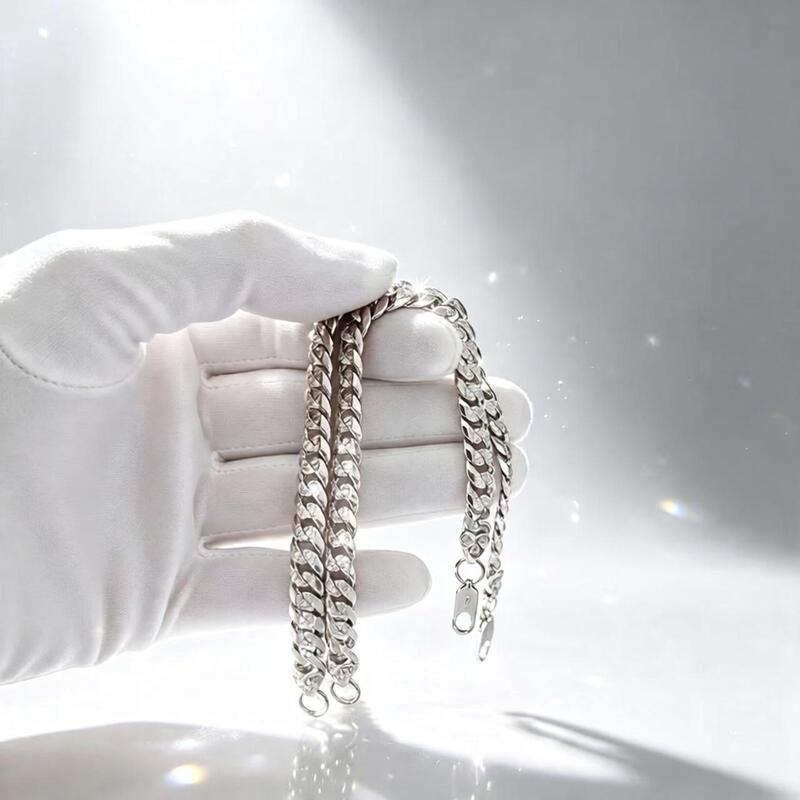 Cool and Stylish Platinum Bracelet for Men, Pt950 White Gold Bracelet, Men's Engraved Bracelet, Xipin Pt999 Side-Cut Cuban Style Men's Bracelet