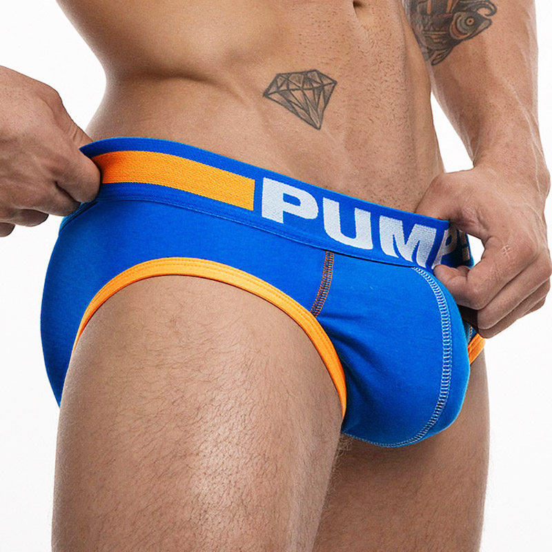 2 Pack PUMP Men's Underwear Low Waist Sports Red Shorts Sexy Hip Lifting Pure Cotton Breathable Briefs Trendy