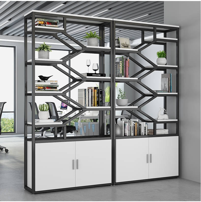 Iron Art Partition Shelve Office Screen Xuanguan Show Shelf Brief Modern Landing Bookshelves Flower Shelf Storage Cabinet