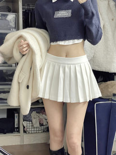 Anti-exposure pleated skirt A-line mini skirt