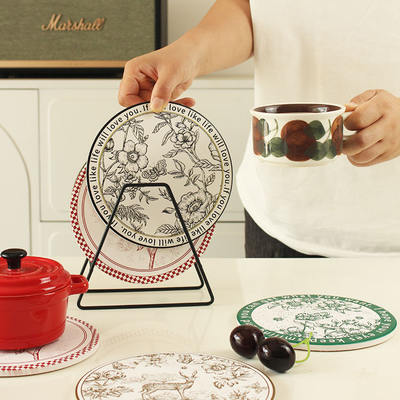 High-end ceramic heat insulation pads, pot pads, cup pads, French luxurious and simple heat-resistant pads, placemats, high-temperature resistant table heat-resistant pads