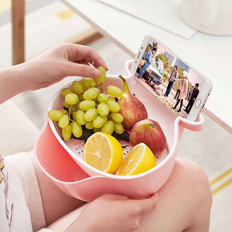 Double-deck fruit disk asphalt basket household lazy fruit disk creative cartoon modern living room with melon artifacts