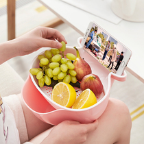 Double-layer fruit plate drain basket Household lazy fruit plate Creative cartoon modern living room nibbling melon seed artifact dormitory