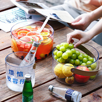 Net red fruit plate portable basket light luxury household fruit bucket simple modern living room transparent wine basin snacks dry fruit plate